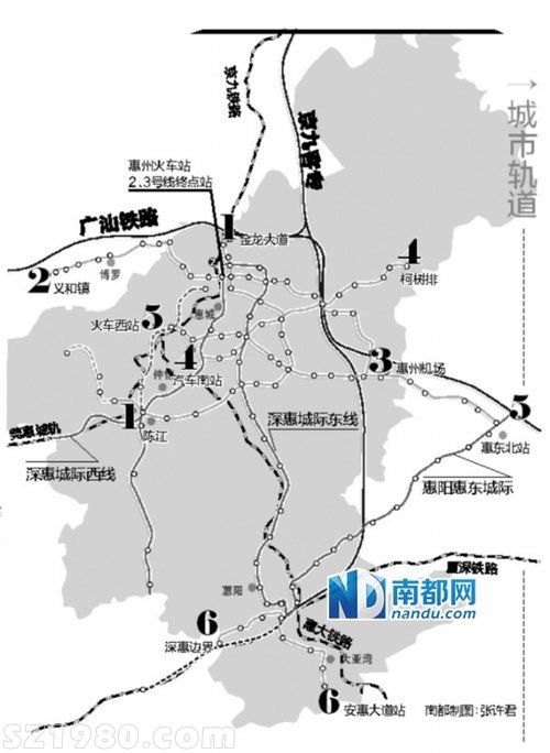 惠州軌道交通重新布局 城軌1號線深惠城際調(diào)整