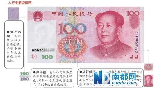 廣州一銀行截獲M3W96開頭假幣 過不了點鈔機