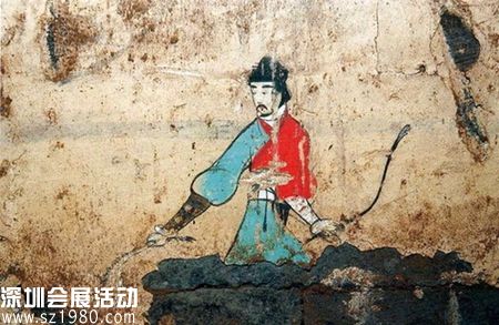 西安理工大漢代壁畫墓，這顏色搭配和現(xiàn)代人的審美不太一致。  