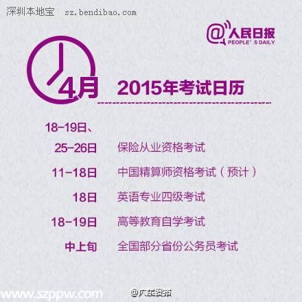 2015年考試日歷（3-12月）