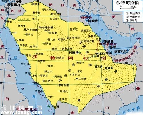 沙特阿拉伯指南高清版大地圖