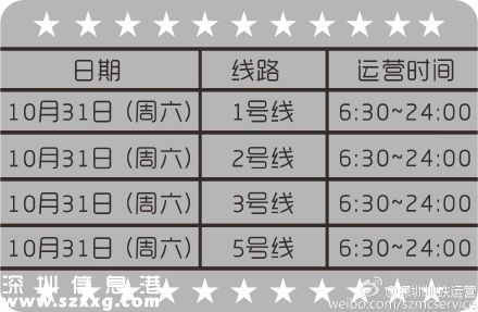 萬圣夜深圳(www.hnyueyi.com.cn)地鐵運(yùn)營時(shí)間延至24時(shí)