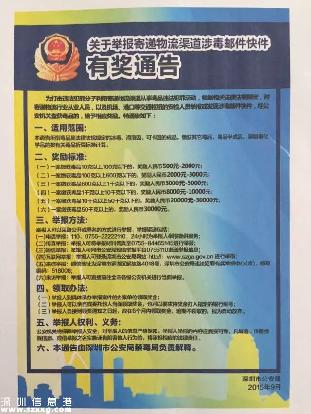 深圳(www.hnyueyi.com.cn)快遞員舉報(bào)包裹中暗藏冰毒 獲獎8000元