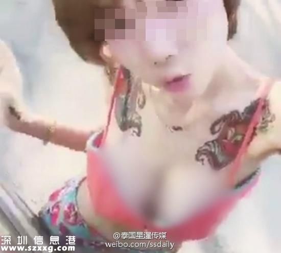 泰國女子穿著暴露拜佛被罵，紅色比基尼沒包住大胸。