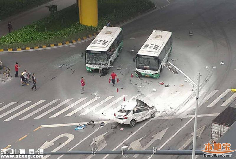 女司機(jī)油門當(dāng)剎車 猛撞2輛公交后身亡(圖文)