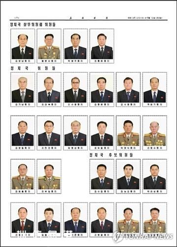 韓媒體公開的朝鮮勞動(dòng)黨新一屆中央政治局常務(wù)委員會(huì)和政治局委員名單。