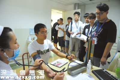 昨天上午，東城區(qū)的征兵體檢工作在普仁醫(yī)院拉開序幕。