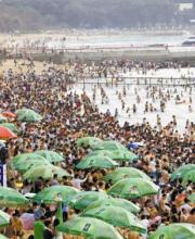 深圳大梅沙有多擠？