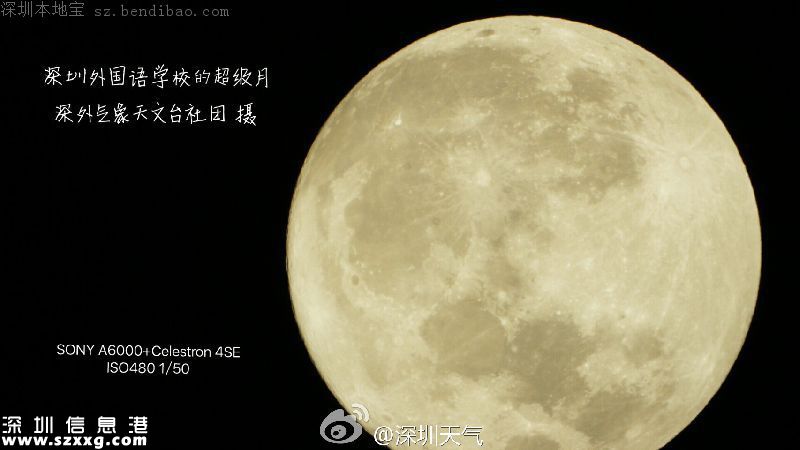深圳網(wǎng)友曬自己拍的超級月亮 大寫的服！