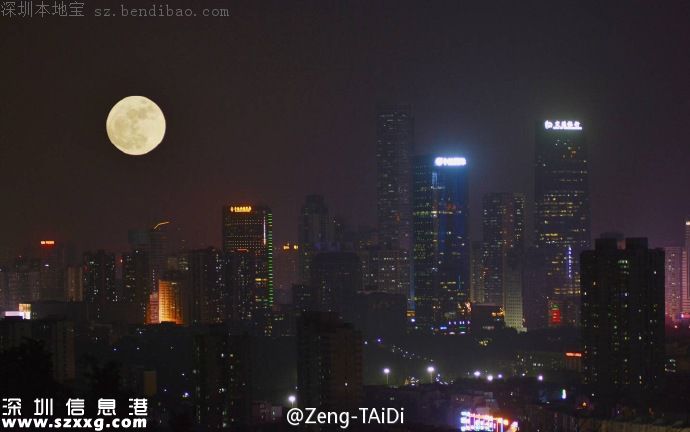 深圳網(wǎng)友曬自己拍的超級月亮 大寫的服！