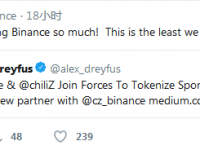 幣安趙長(zhǎng)鵬推特表示幣安投資一體育競(jìng)技平臺(tái)chiliZ